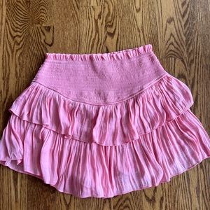 Pink ruffle mini skirt